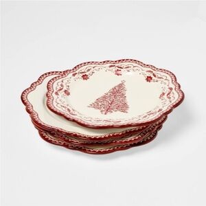 4p / 8.625" 🎄Salad Plate Red Pattern  ~ ~ designed with Studio McGee